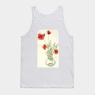 Red Poppies in Vase watercolour painting Tank Top